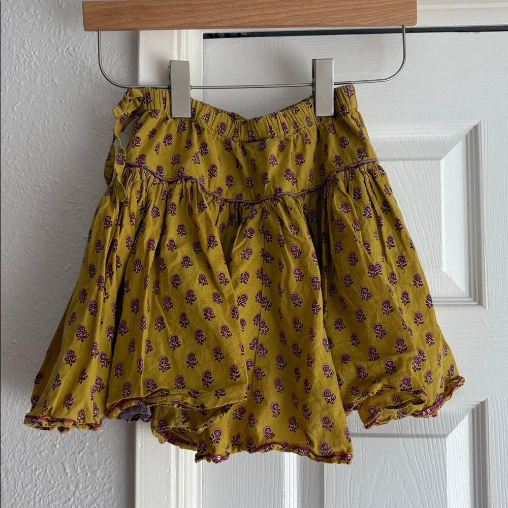 Pink Chicken Girls 100% Cotton Yellow Floral Block Print Skirt - Picture 6 of 6